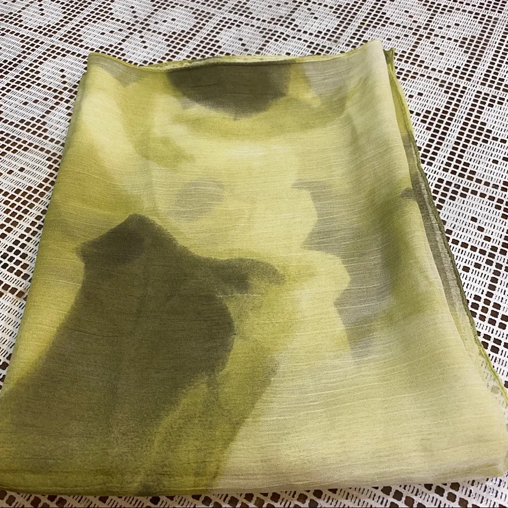 Green Mortada Scarf Ombré Shades 68 X 22 Inches Rectangle Wrap Hijab Lime Head - Picture 6 of 9
